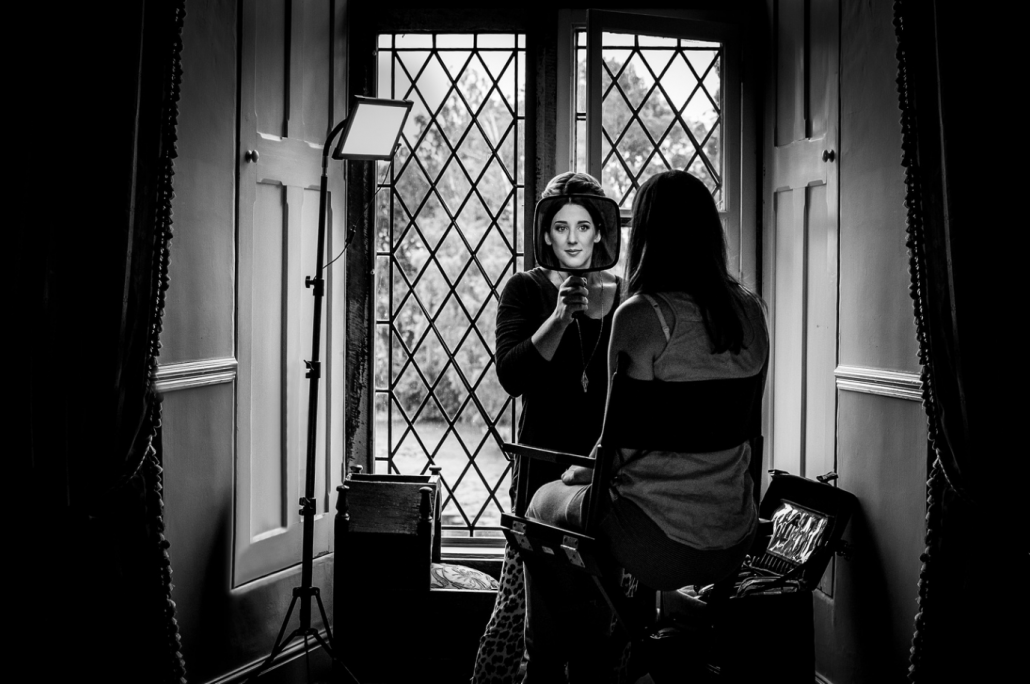 Bride getting ready at Tower in North Wales