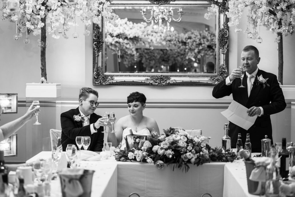 Wedding breakfast at Nunsmere Hall with speeches