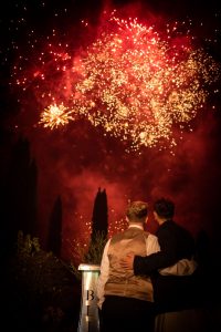 Fireworks at Nunsmere Hall for a gay wedding