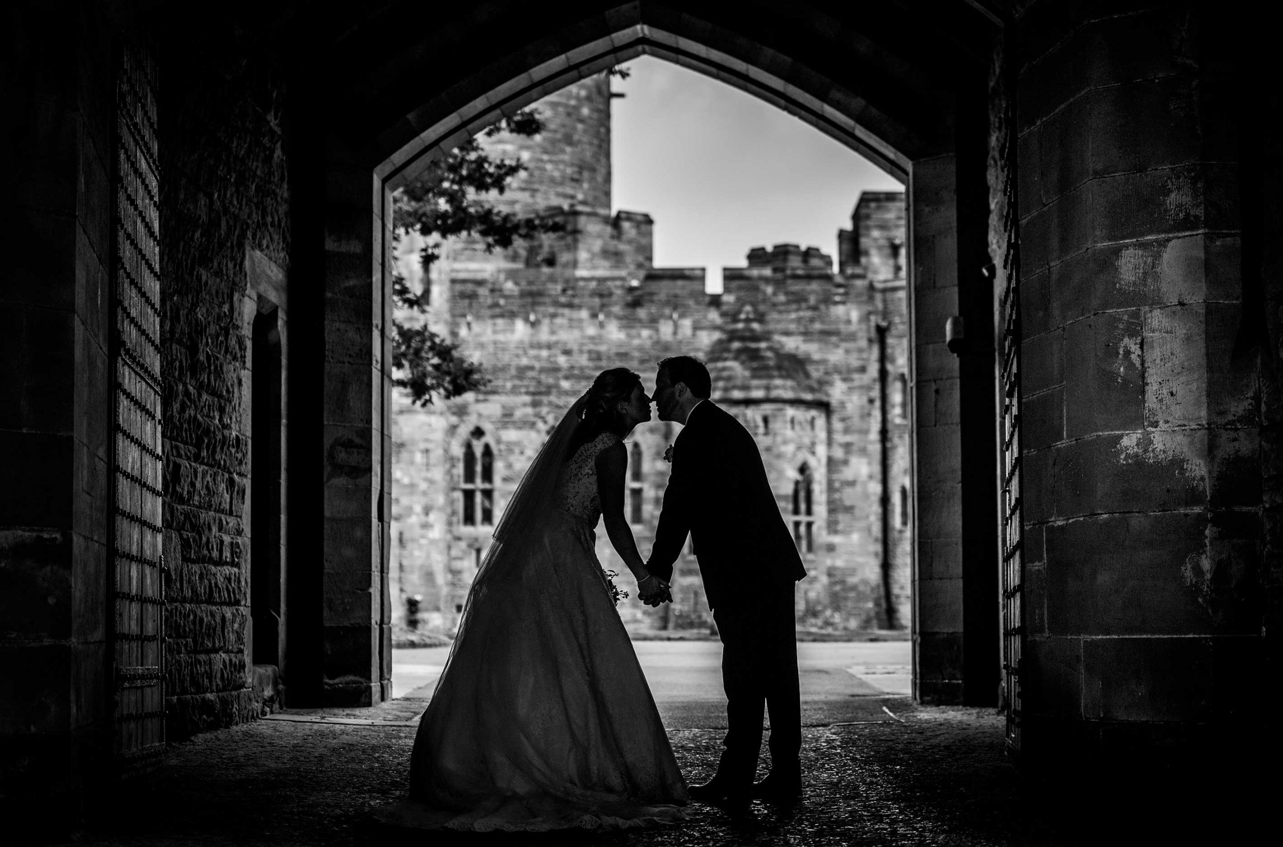 Bride and Groom in a castle